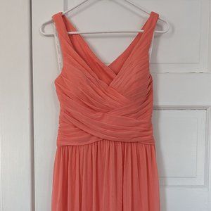David's Bridal Bridesmaid Coral Knee Length Dress